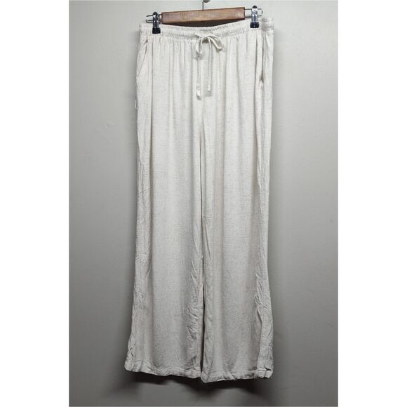 Blenca Linen Pants Women Size XL Cream Elastic Waist Relaxed Bohemian Casual - Picture 1 of 7